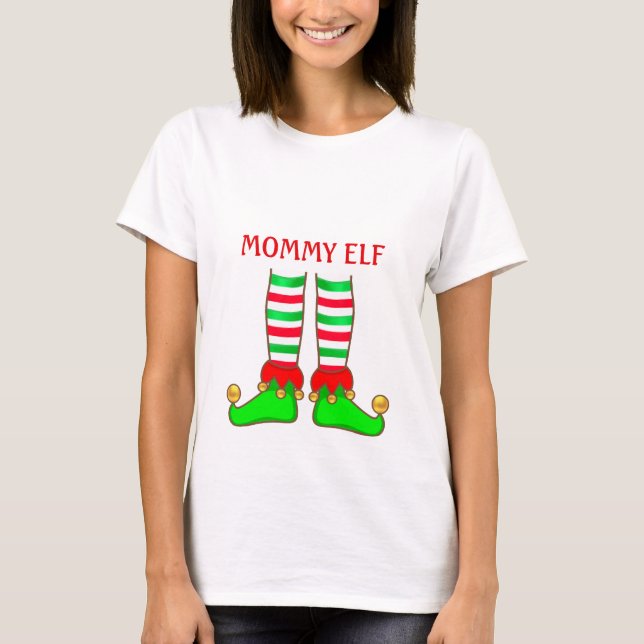 Modern Mommy Elf Weihnachten T-Shirt (Vorderseite)
