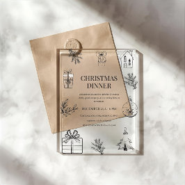 Modern Monochrome Christmas Dinner  Acryleinladungen