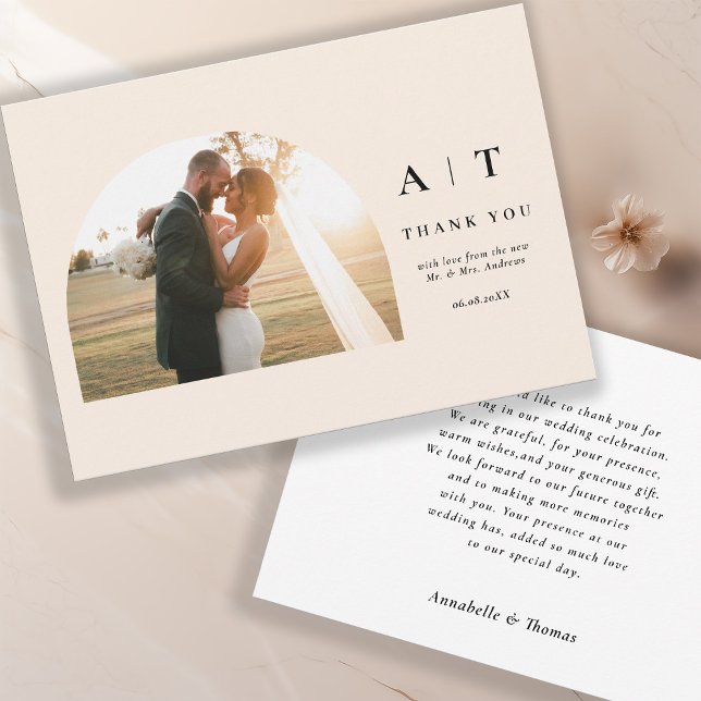 Modern Monogram 3 Photo Thank You    Dankeskarte (Von Creator hochgeladen)