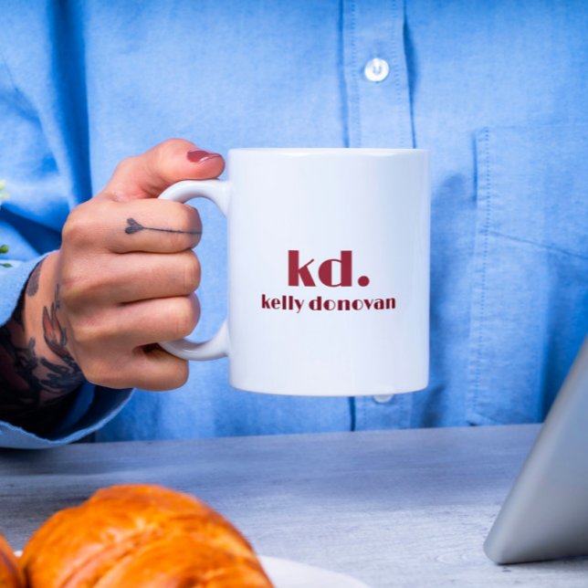 Modern Monogram and Name Minimalistic Design 7 Zweifarbige Tasse (Von Creator hochgeladen)