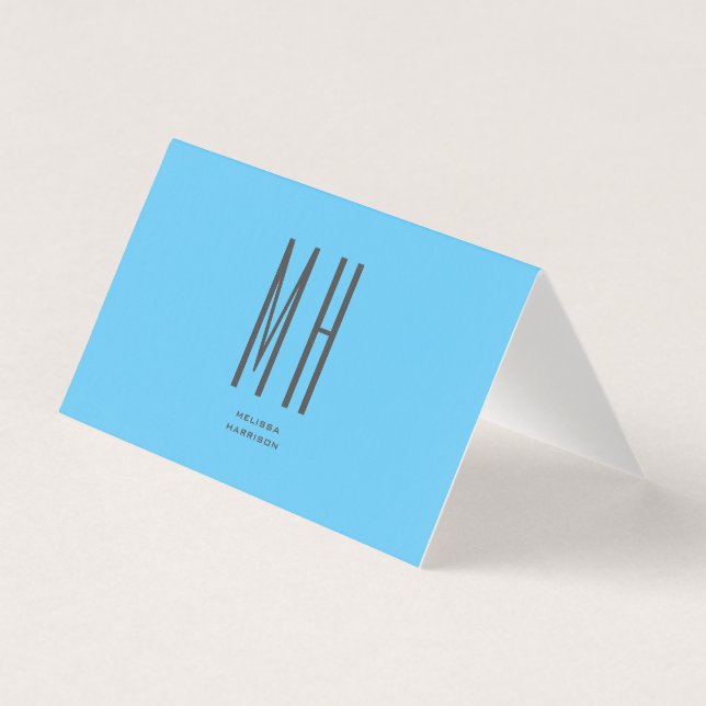 Modern Monogram Berufliche Schlicht Simple Sky Blu (Vorderseite)