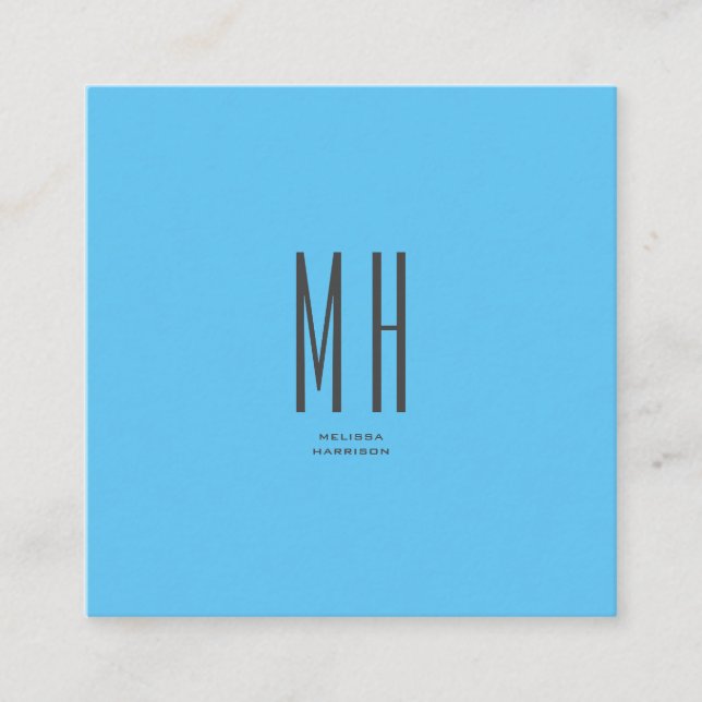 Modern Monogram Berufliche Schlicht Simple Sky Blu Begleitkarte (Vorderseite)