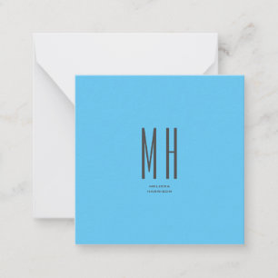 Modern Monogram Berufliche Schlicht Simple Sky Blu Mitteilungskarte