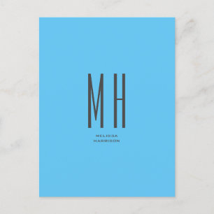 Modern Monogram Berufliche Schlicht Simple Sky Blu Postkarte
