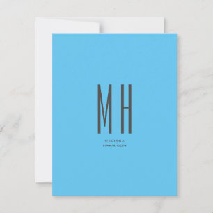 Modern Monogram Berufliche Schlicht Simple Sky Blu RSVP Karte