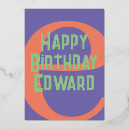 Modern Monogram Birthday Card - Lila, Coral & Co Folieneinladung