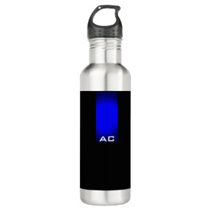 Modern Monogram Black Blue Schlicht Edelstahlflasche