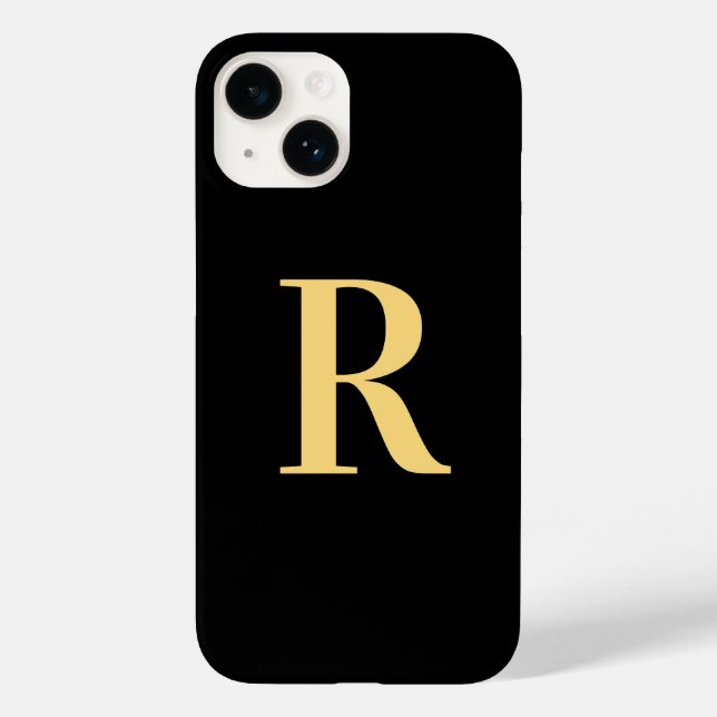 Modern Monogram Black Gold Case-Mate iPhone Hülle (Rückseite)