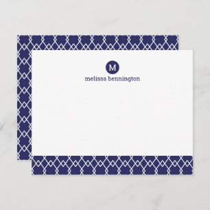 Modern Monogram Blue Geometric Vielen Dank Mitteilungskarte