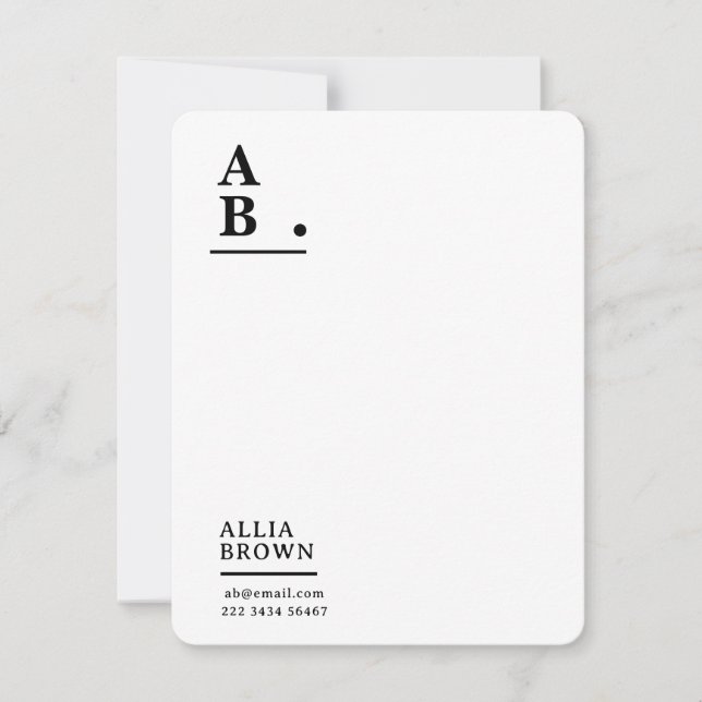 Modern Monogram Blush Pink Feminine Design Mitteilungskarte (Vorderseite)