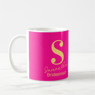 Modern Monogram Bridesmaid Hot Pink Kaffeetasse