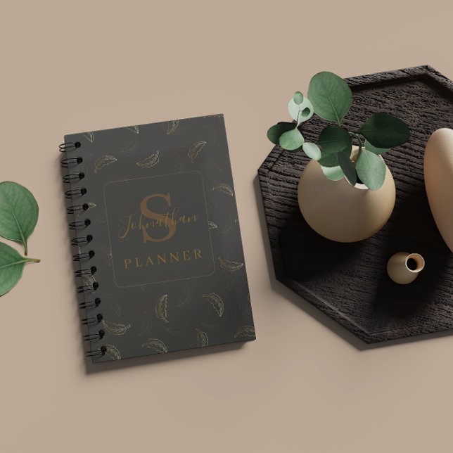 Modern Monogram Business Black - Gold Planer (Modern Monogram Business Black - Gold Planner)