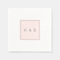 Modern Monogram Champagne Pink Cocktail Napkins