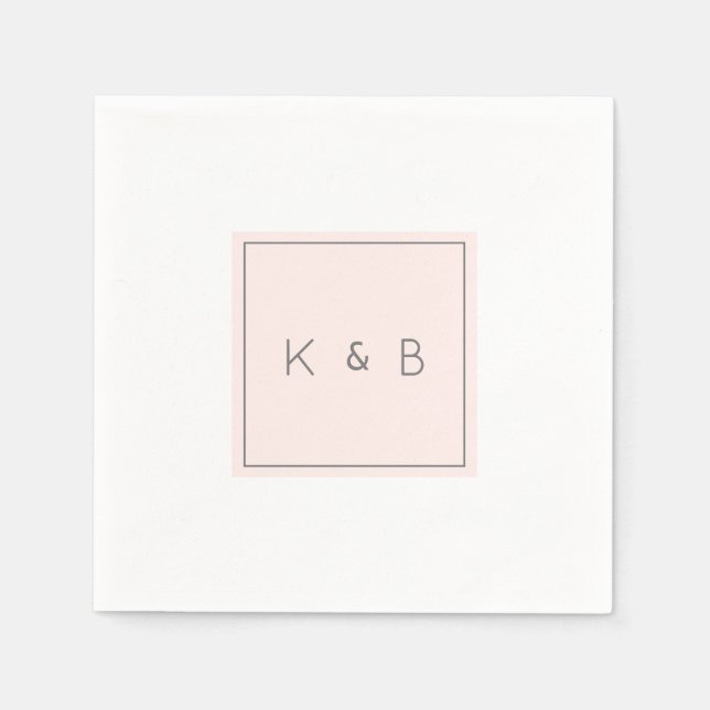 Modern Monogram Champagne Pink Cocktail Napkins Serviette (Vorderseite)