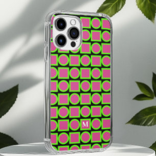 Modern Monogram Fuchsia Green Geometric iPhone 16 Hülle