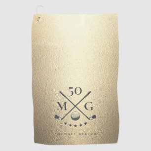 Modern Monogram Gold Golfer Birthday Golf Golfhandtuch
