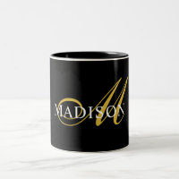 Modern Monogram Gold Schwarz-weißer Script Name