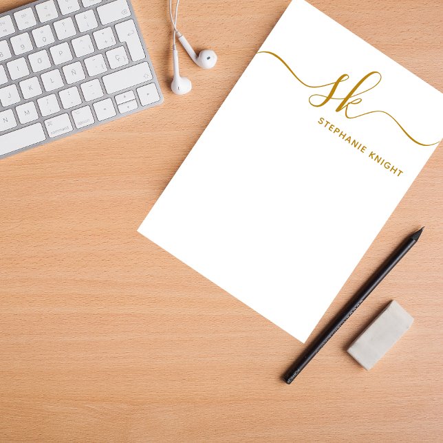 Modern Monogram Gold Script Calligraphy Custom Post-it Klebezettel (Von Creator hochgeladen)
