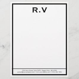 Modern Monogram Gray Border Company letterhead Briefbogen