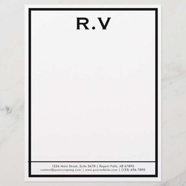 Modern Monogram Gray Border Company letterhead Briefbogen (Vorderseite)
