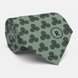 Modern Monogram Green Celtic Knot Irish Krawatte