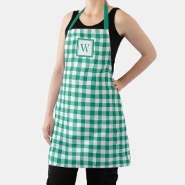 Modern Monogram Green Plaid Schürze