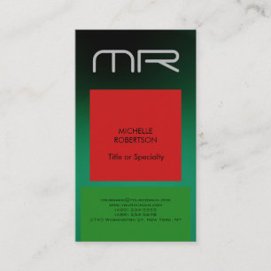 Modern Monogram Green Red Beruflich Visitenkarte