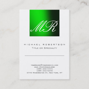 Modern monogram, Green White Niedlich Business Car Visitenkarte