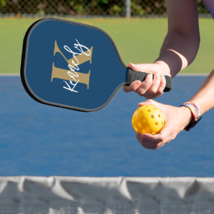 Modern Monogram Hand Script Name Custom Color Pickleball Schläger