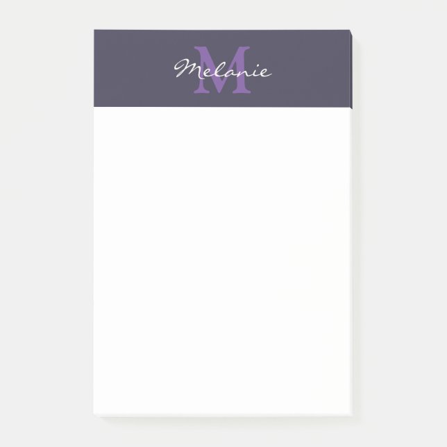 Modern Monogram Indigo Blue und Lavender Post-it Klebezettel (Vorderseite)