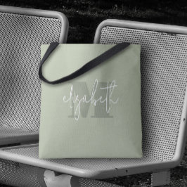 Modern Monogram Individuelle Name Sage Green
