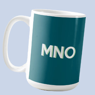 Modern Monogram Initial Drop Shadow Aquamarin Gree Kaffeetasse