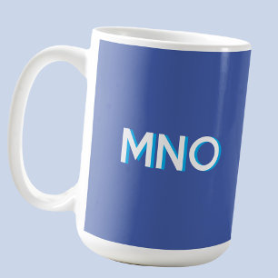 Modern Monogram Initial Drop Shadow Blue Kaffeetasse