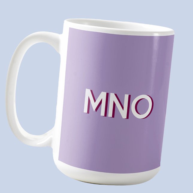 Modern Monogram Initial Drop Shadow Lilac Kaffeetasse (Modern drop shadow monogram initials personalized coffee mug in pastel lilac purple)