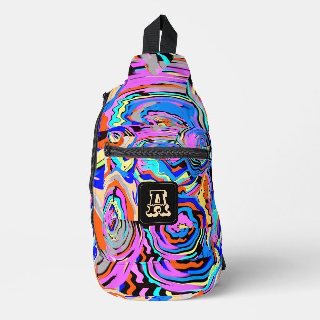 Modern Monogram Initial Elegant Stilvolles Muster Crossbody Bag (Vorderseite)