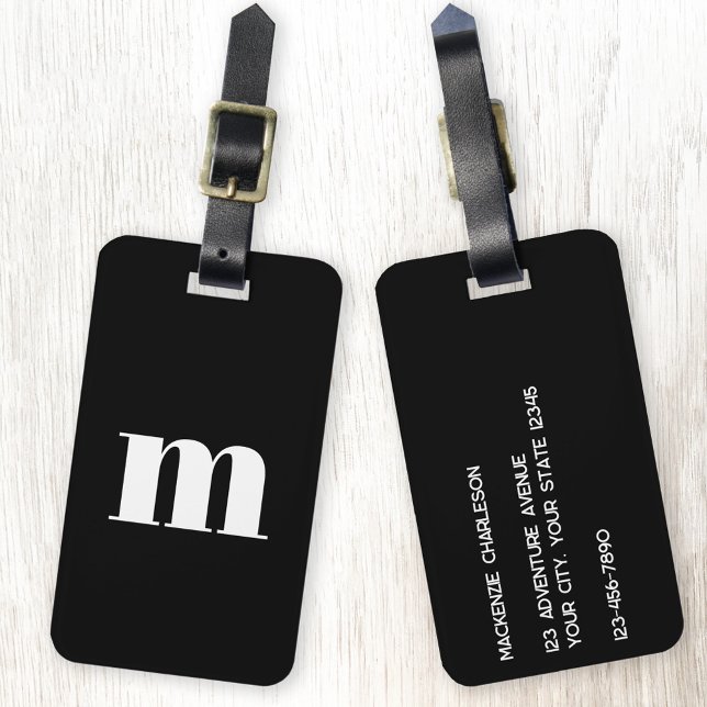 Modern Monogram Initial Gepäckanhänger (Simple modern lower case monogram initial personalized luggage tag)