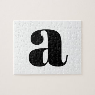 Modern Monogram Initial Letter Black and White Puzzle