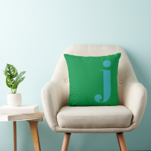 Modern Monogram Initial Letter Blue Green Kissen