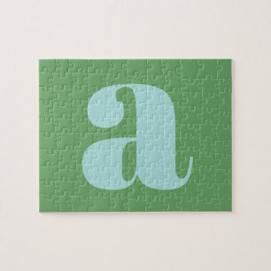 Modern Monogram Initial Letter Blue und Green Puzzle