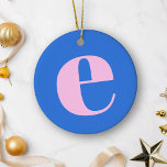 Modern Monogram Initial Letter Bright Blue Pink Keramik Ornament<br><div class="desc">Niedliches modernes Monogramm mit dem Buchstaben Ihrer Wahl in Blau und Rosa.</div>