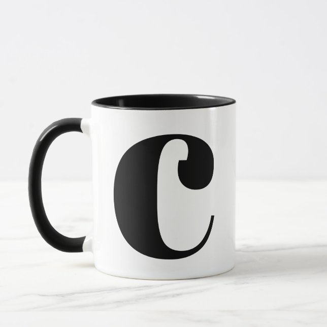 Modern Monogram Initial Letter C Black and White Tasse (Links)