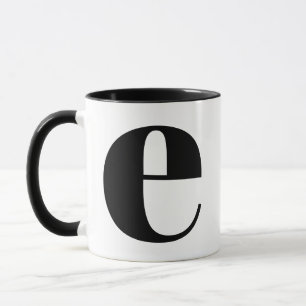 Modern Monogram Initial Letter E Black and White Tasse