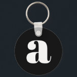 Modern Monogram Initial Letter Einfach Schwarz-wei Schlüsselanhänger<br><div class="desc">Niedlicher Schlüsselanhänger mit modernem Monogramm in Schwarzweiß</div>