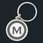 Modern Monogram Initial Letter Gray Schlüsselanhänger<br><div class="desc">Moderner mit Monogramm Schlüsselanhänger mit Monogramm,  zunächst in Grau und Weiß.</div>