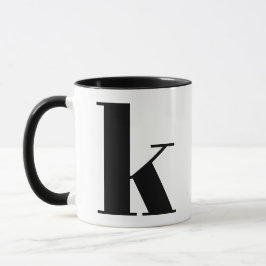 Modern Monogram Initial Letter k Black and White Tasse