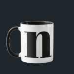 Modern Monogram Initial Letter N Black and White Tasse<br><div class="desc">Cute modern n monogram in black and white. If your preferred letter does not work on this mug, please see the monogram mug collection for the letter you d'like or contact me.</div>