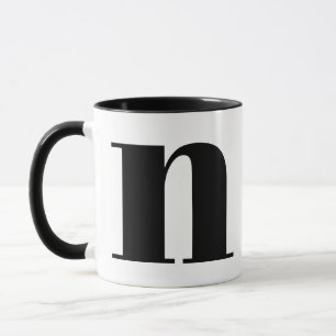 Modern Monogram Initial Letter N Black and White Tasse