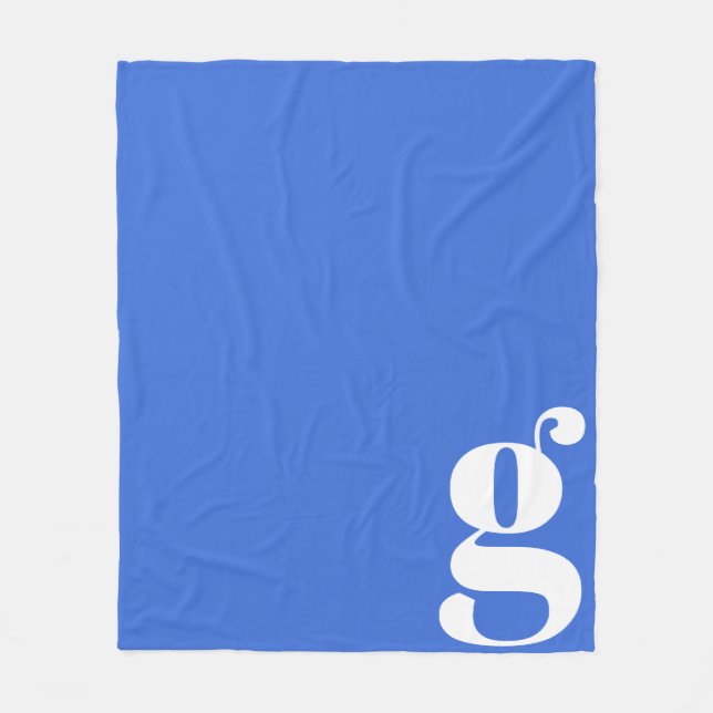 Modern Monogram Initial Letter Niedlich Bright Blu Fleecedecke (Vorderseite)