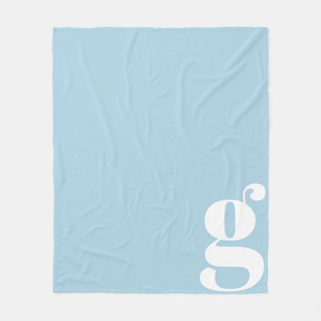 Modern Monogram Initial Letter Niedlich Light Blue Fleecedecke (Vorderseite)