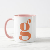 Modern Monogram Initial Letter Orange Pink